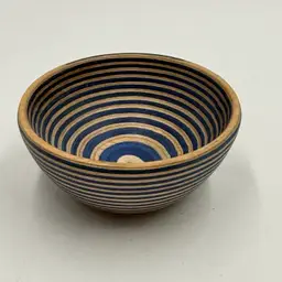 Island Bamboo Blue Pakkawood Round Pinch Spice Salt Dish Bowl