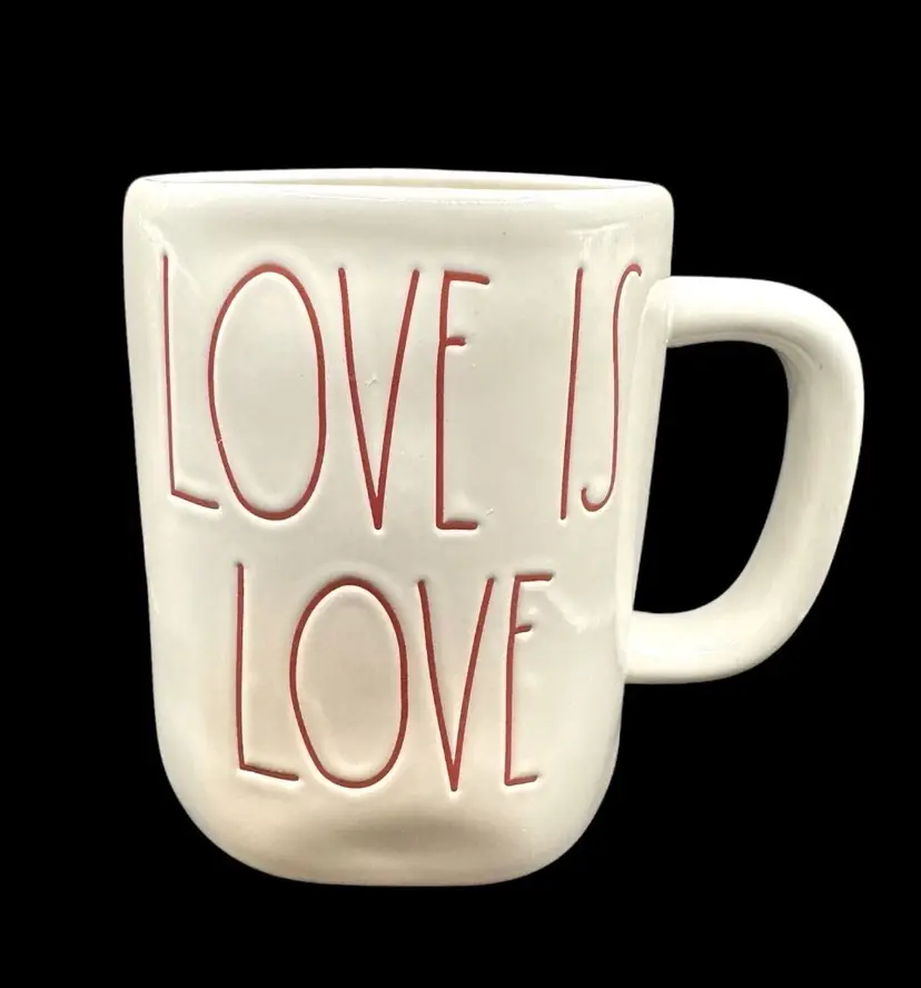 Rae Dunn “Love is Love” Red Letter Ivory Large Mug Artisan Collection Coffee Cup - Valentines Day