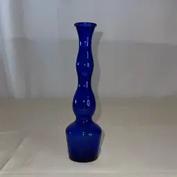 08. Vintage Cobalt Blue Bud Bulbous Vase 8"