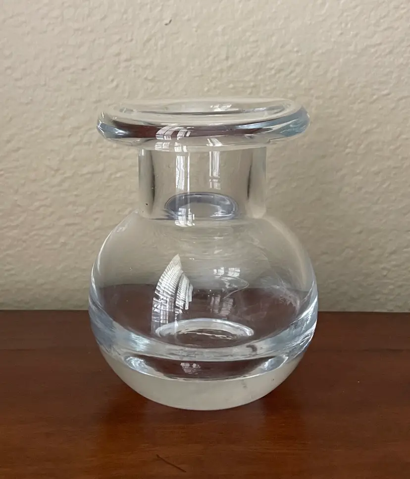 Heavy Hand Blown Hyacinth Bulb Bud Flower Clear Glass Vase - VINTAGE