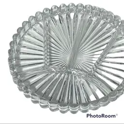 VINTAGE HEISEY Glass Divided Relish Dish Crystolite Pattern