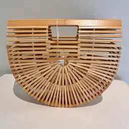 NWT MIUCO Bamboo Handmade Cult Gaia Inspired Mini Ark Top Handle Handbag Tote