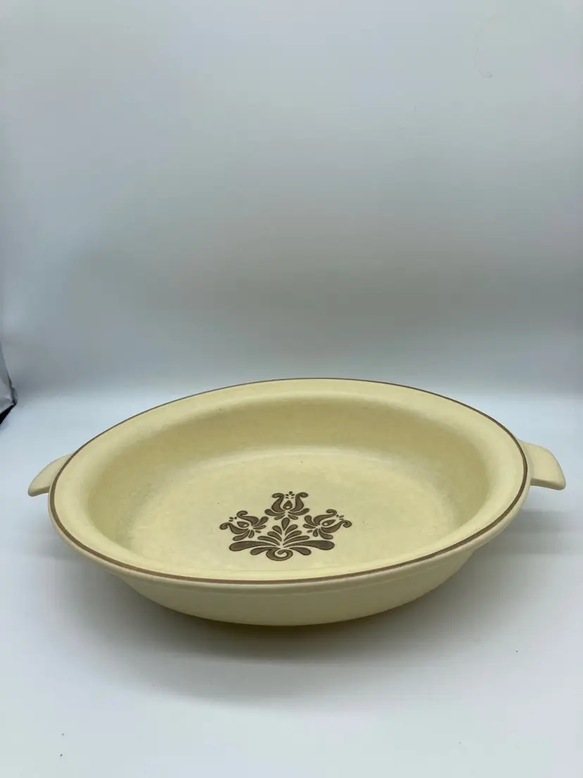 Vintage Pfaltzgraff Village Brown Oval Vegetable Serving Bowl with Handles USA