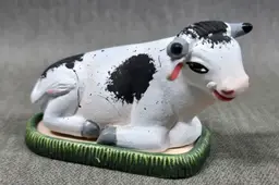 Miniature Pottery Cow Covered Nativity Scene Free Shipping