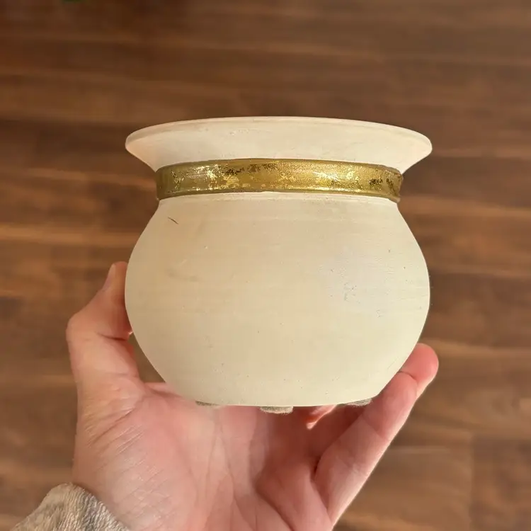 Vintage Ceramic Gold Bow Detail Planter Pot