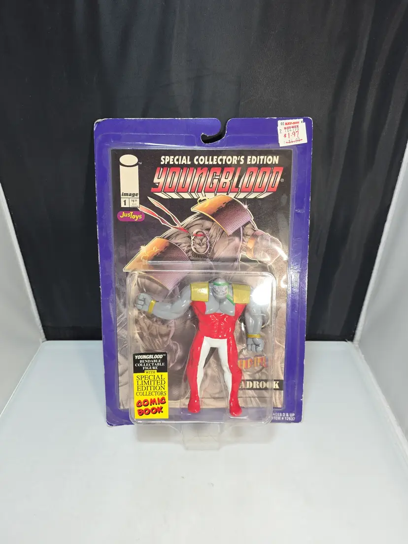 Youngblood 95' Bend-Ems BADROCK Action Figure W/Comic Book NIP  (AB)