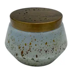 NEW Anthropologie Volcano Capri Blue Candle, Cedarwood Vanilla, Light Blue Jar