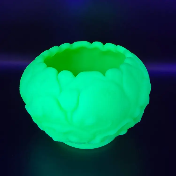 Fenton Rose Bowl Water Lily Lime Sherbet Satin Vase UV Glow