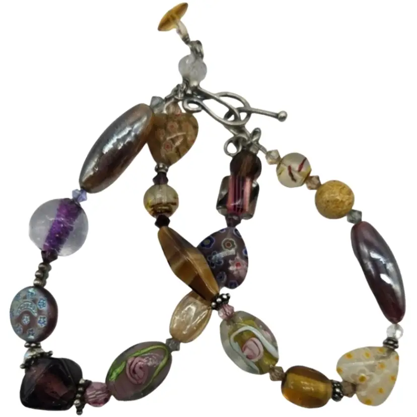 Art Glass Beaded Bracelet 2 Strand
