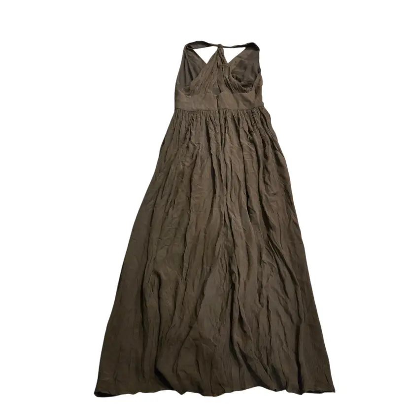 banana republic brown silk dress Banana Republic 100% Silk Maxi Dress Sz 10 Womans Brown Halter Metal Beads  Boho