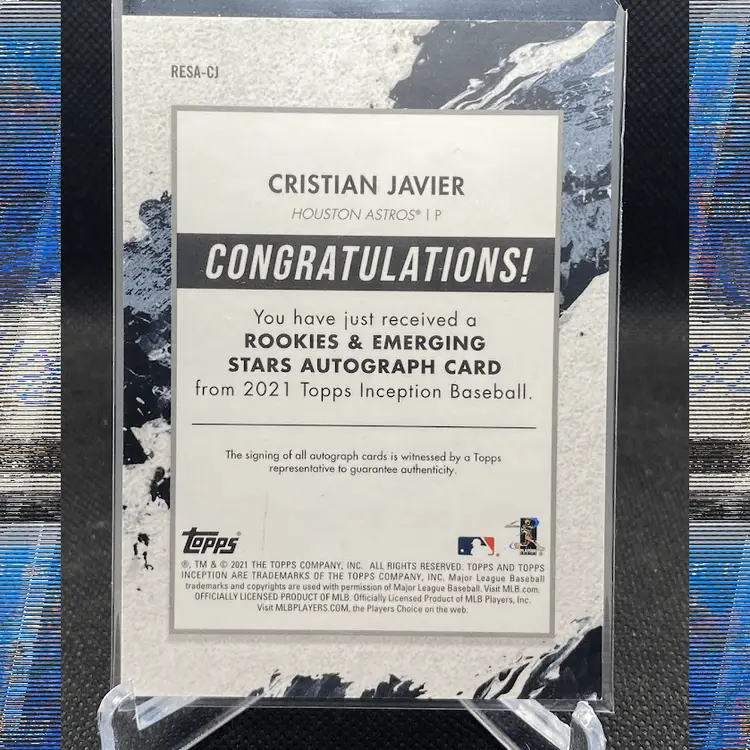 2021 Topps Inception Cristian Javier RC Auto /25 Blue