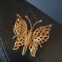 Monet Vintage Double Winged Filigree Style Butterfly Pin
