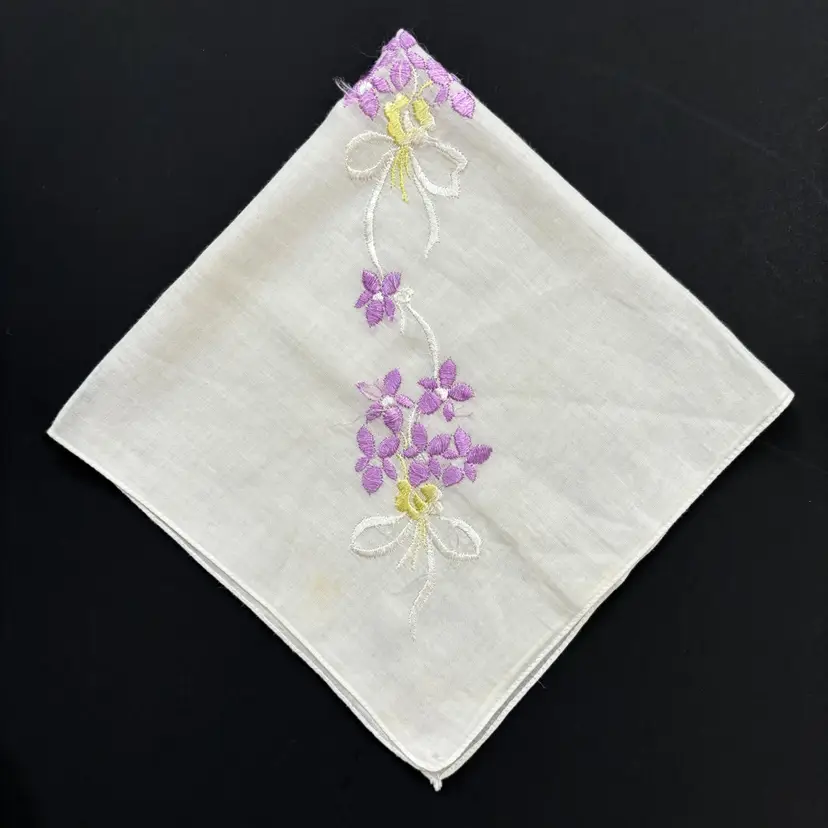 Embroidered Floral Bridesmaid Handkerchief Wedding Cottage Core Vintage