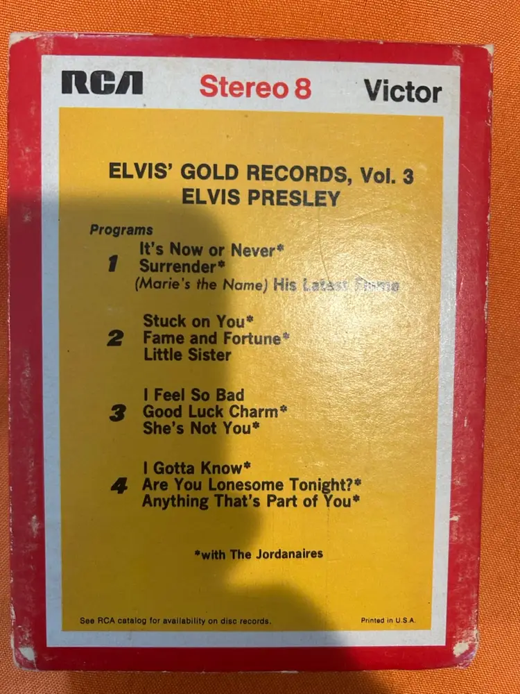 Rare Elvis Presley Vol 3 Gold Records - 8 Track with cover