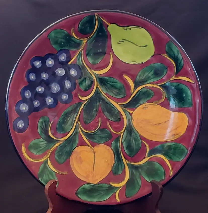 Talavera Ceramic Plate Handmade Mexico Made Signed A. Venegas Lead Free Vtg