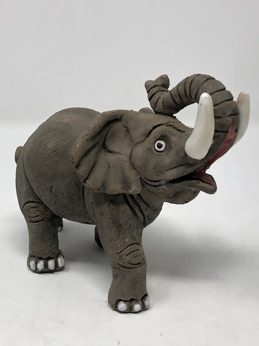 LEPS Peru Enamel on Clay Elephant Figurine