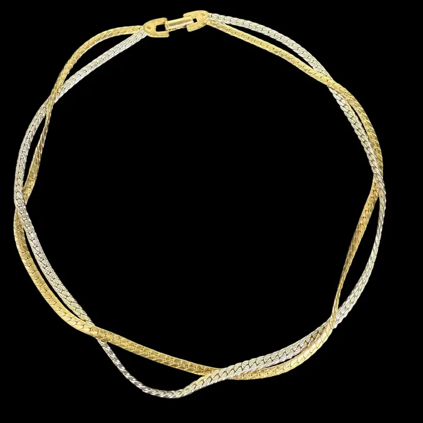Avon Two Tone Double Strand Chocker Necklace 16”