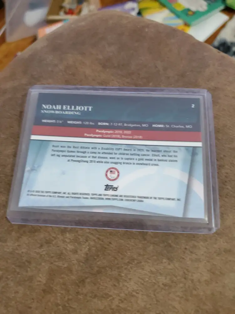 Noah Elliot 2026 Topps Chrome Olympics Blue Refractor /150