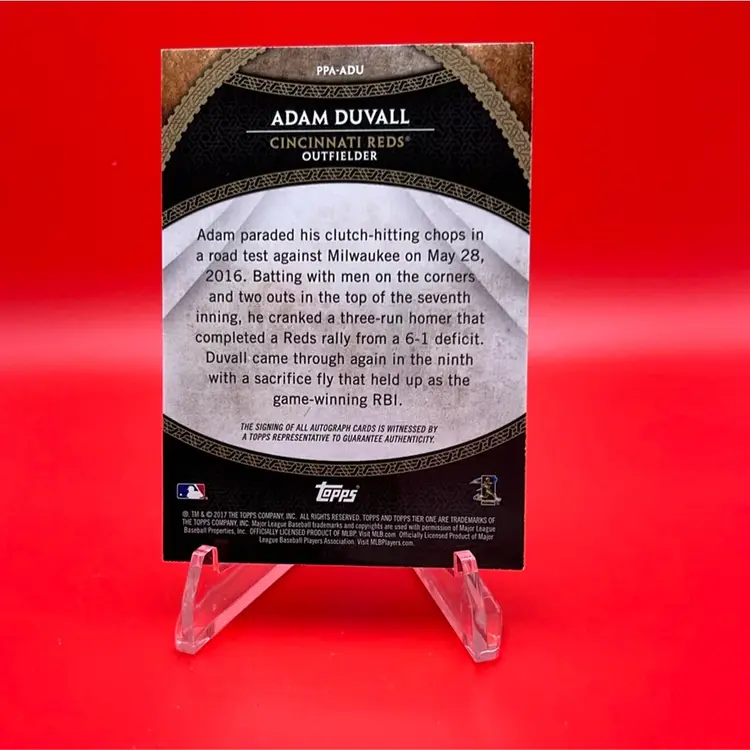 Adam Duvall 2017 Topps Tier 1 Prime Performers Auto 262/300 Cincinnati Reds