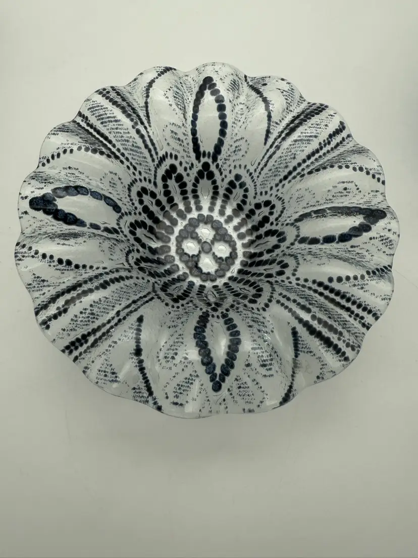Sydenstriker Black/Blue Beaded Lace Design Berry Bowl