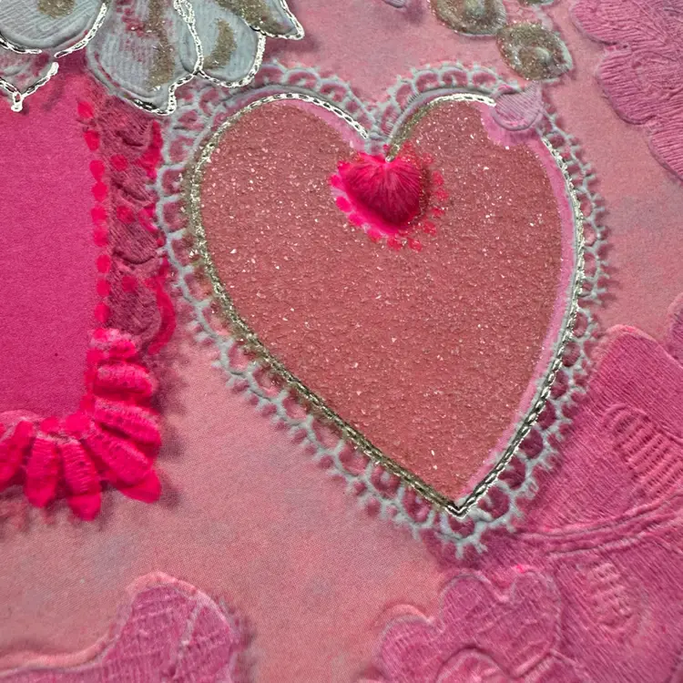 Vintage Pretty In Pink Hearts And White Roses Oversized Greeting Card, Signed, Hallmark