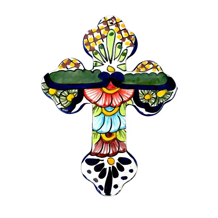Talavera Cross Multicolored Made in Mexico & Signed