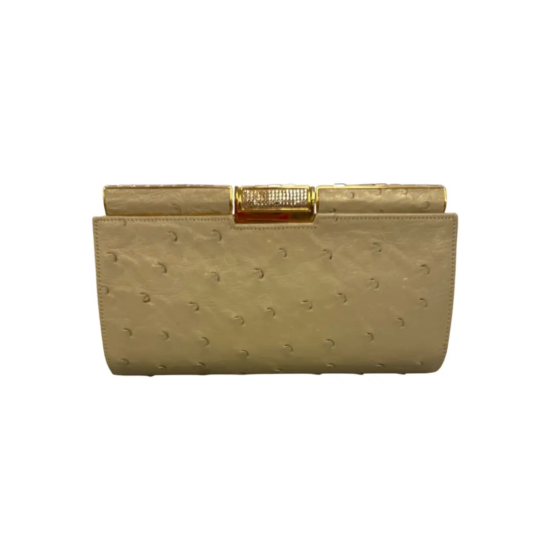 Judith Lieber Gold Ostrich Clutch