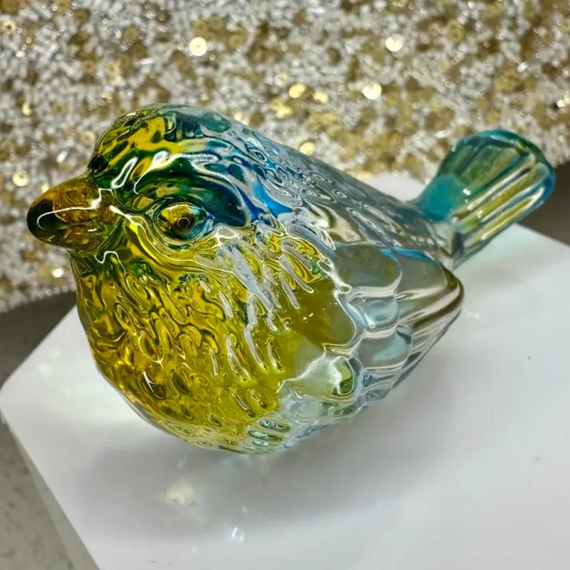 One Mini Colorful Crystal Bird Figurine - 3'' inches