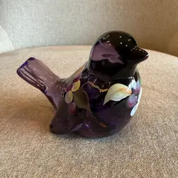 Fenton Songbird Inspirations on Violet Paperweight Signed S. Miller