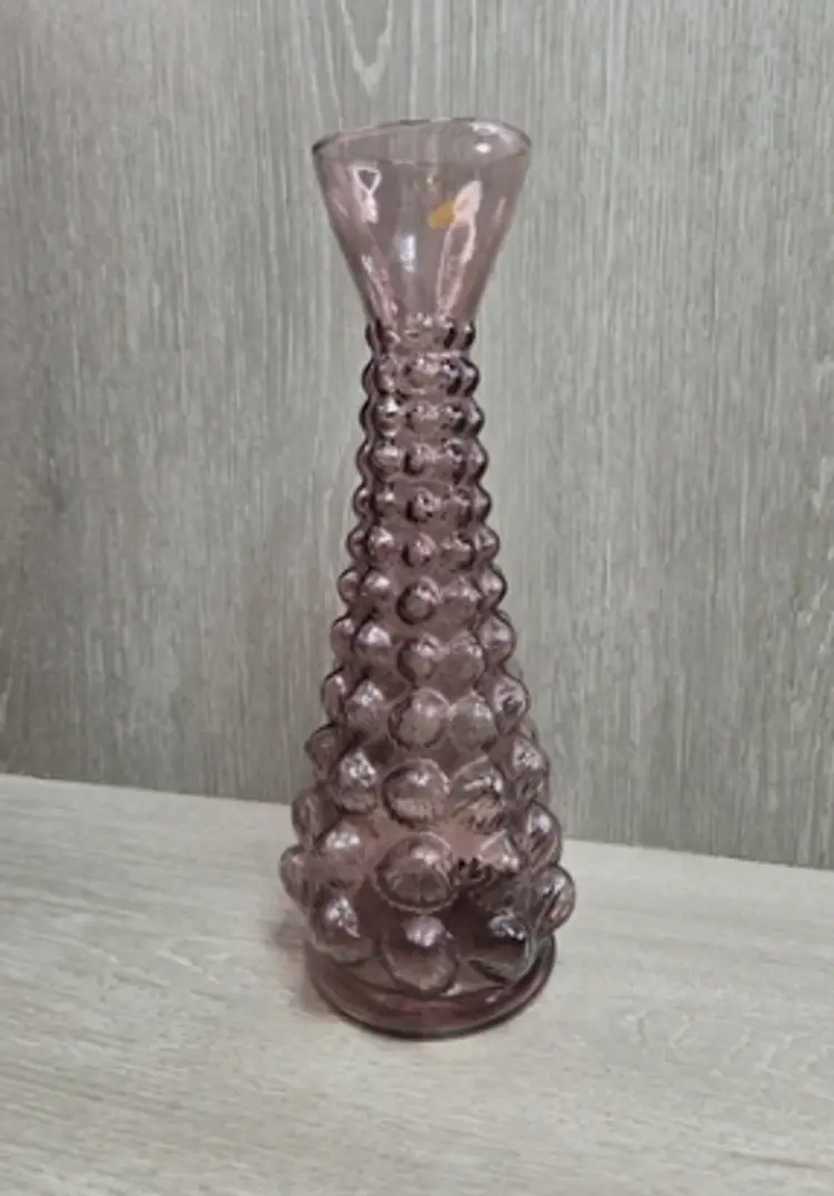 Ucagco Empoli Italy Amethyst Bubble Glass Optic Vase 11.25" Glass Vintage MCM