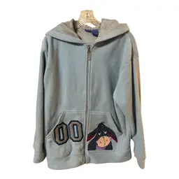 Vintage Light Blue Eeyore Zip-Up Hoodie – Size M (Medium) – Good Condition