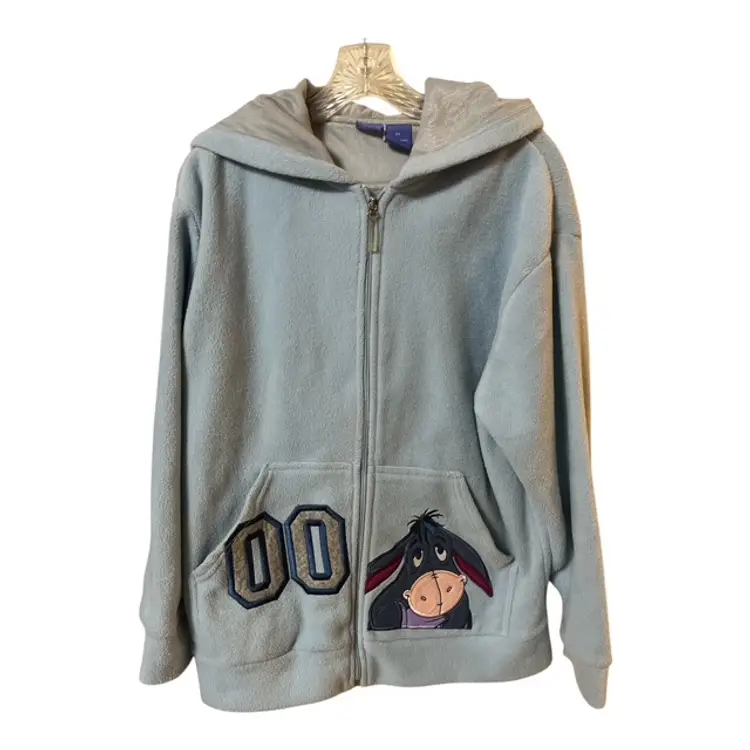 Vintage Light Blue Eeyore Zip-Up Hoodie – Size M (Medium) – Good Condition