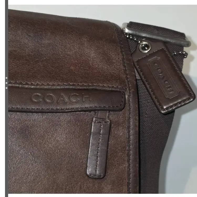 Coach Camden Leather Map Bag Messenger Crossbody Brown Two Tone F70973