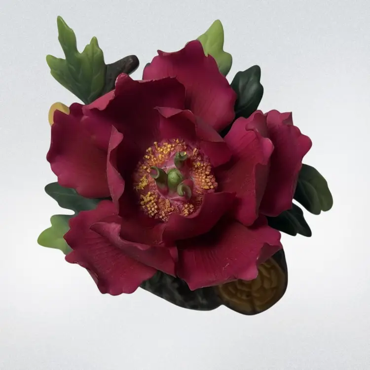 Andrea by Sadek Porcelain Fuscia Peony Flower Figurine