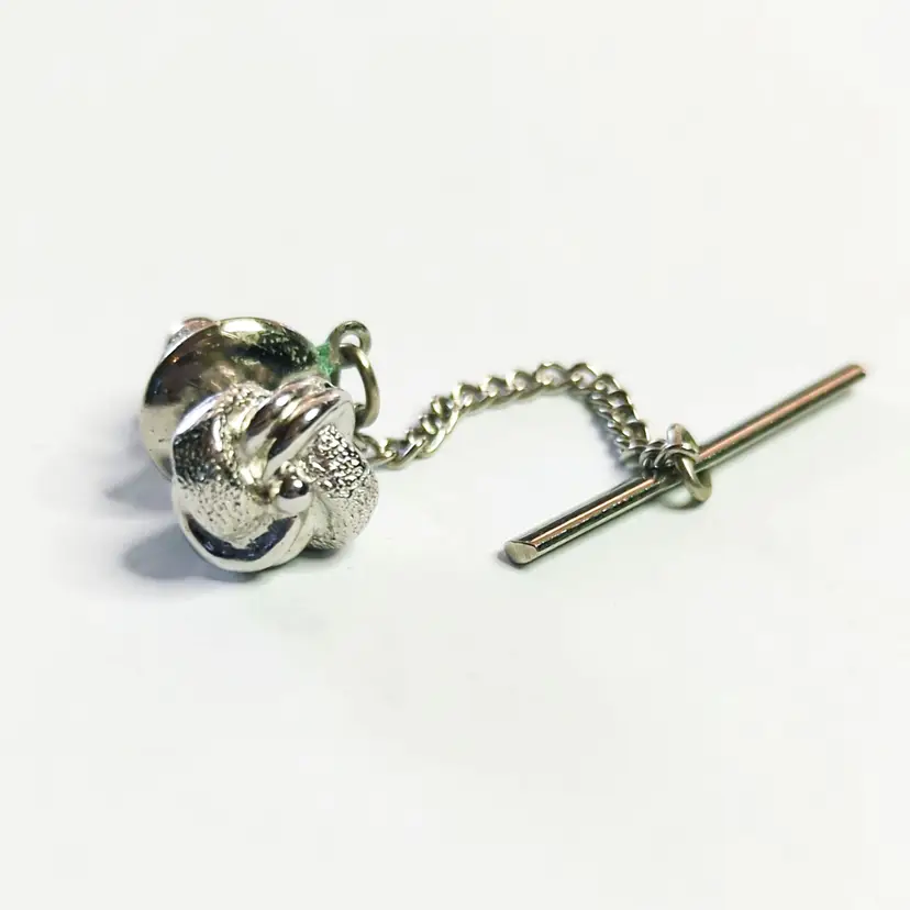 Vintage Swank Silver-Tone Knot Chain Tie Tack