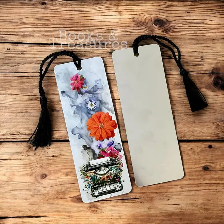 Set of 2 Handcrafted Metal Bookmarks - Typewriter & Ink Design