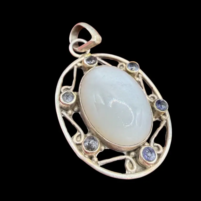 sterling silver moonstone and tanzanite pendant