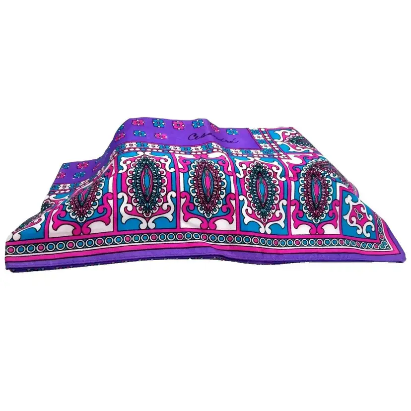 Vintage Cesandre Paris Purple Floral 26" Square Silk Scarf