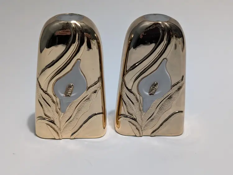 Tarnish Resistant Gold Tone Calla Lily Salt And Pepper Shakers