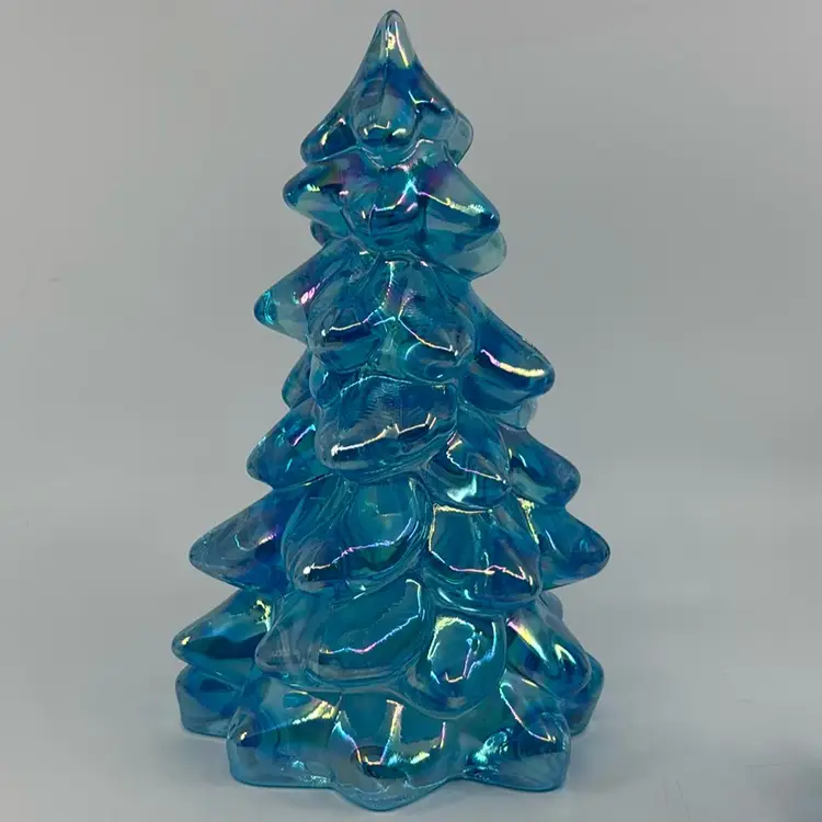 Iridescent Winter Blue Art Glass 3 Tree Collection Mosser 3” 5.75” 8.5”