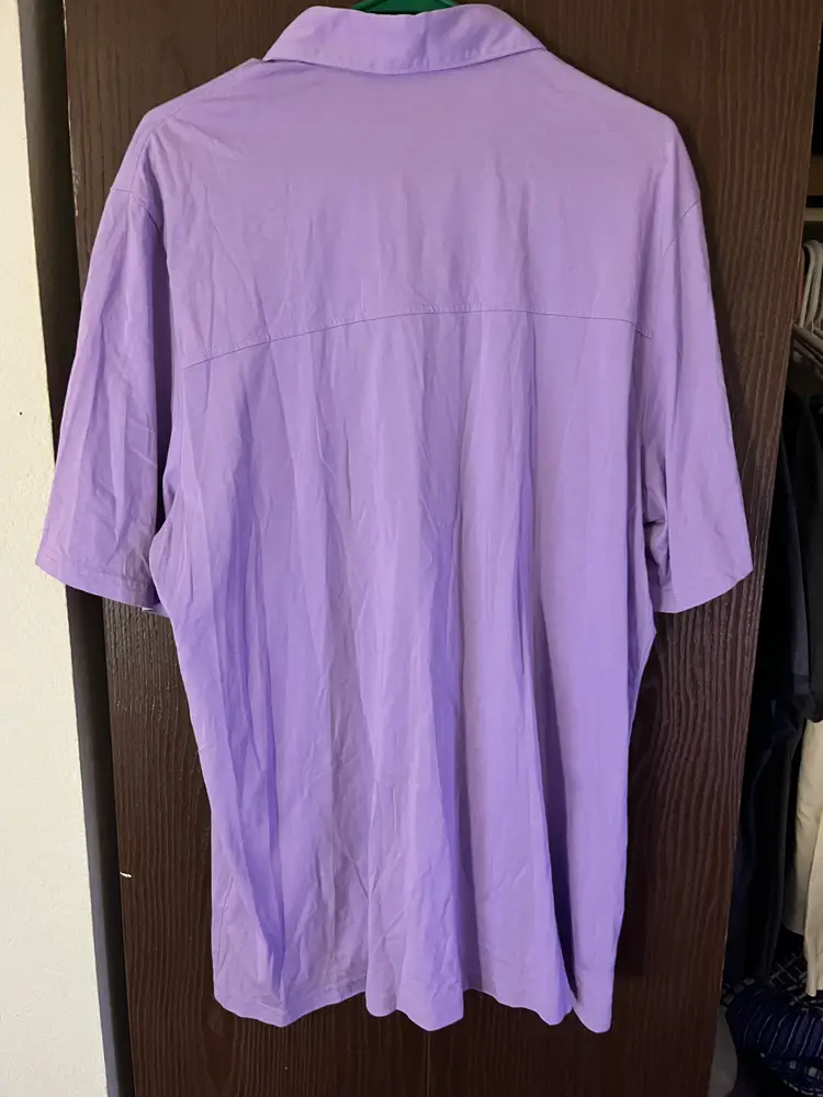 CRIQUET Mens Polo Shirt XL Lavender Cotton Button Pocket Soft Preppy Casual