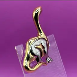 Vintage Liz Claiborne Silver And Gold Tone Dinosaur Brooch