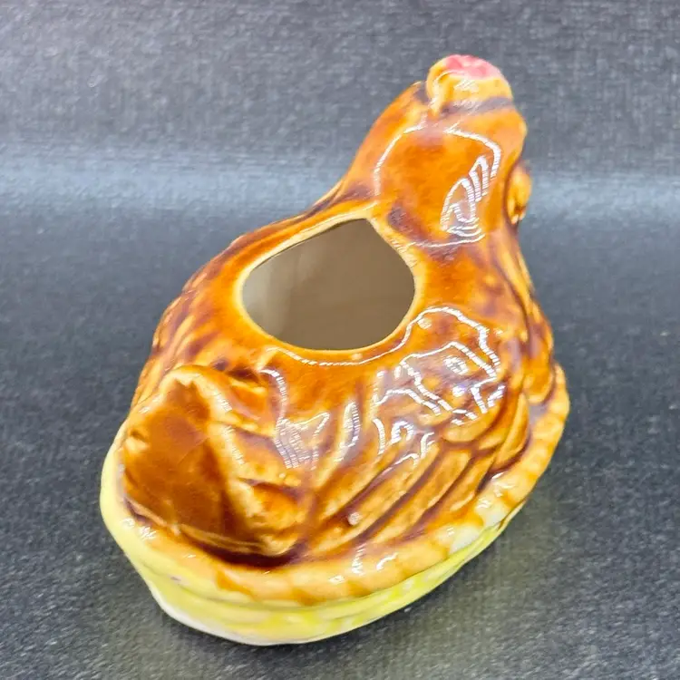 Vintage Ceramic Hen On A Nest Toothpick Holder Japan