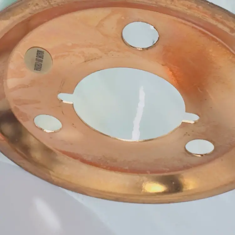 #1178 Tealight Copper Bottom Lamp, Glass Top, Handle, Votive Candle Light