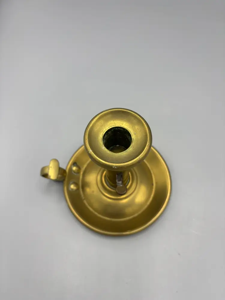 Antique brass chamberstick candlestick holder