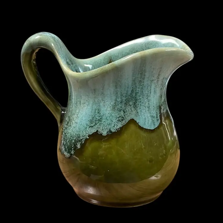 Vintage Green Drip Glaze Creamer