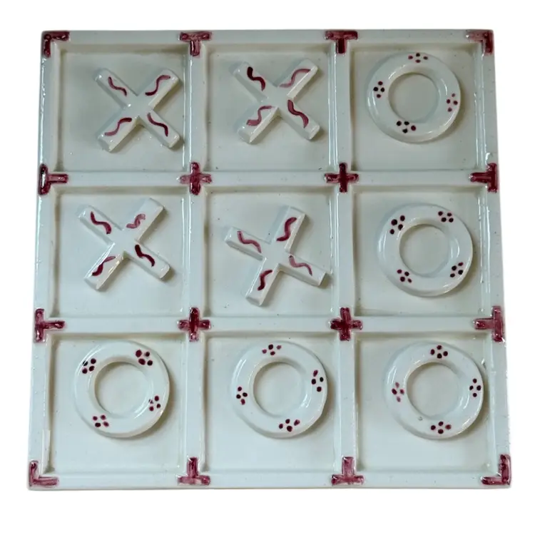 Hand painted Ceramic Tic Tac Toe Game