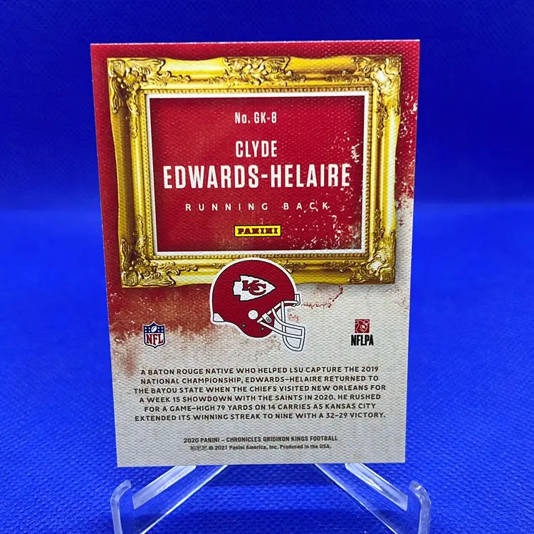 2020-21 Panini Chronicles Gridiron Kings Clyde Edwards-Helaire RC GK-8 Kansas City Chiefs