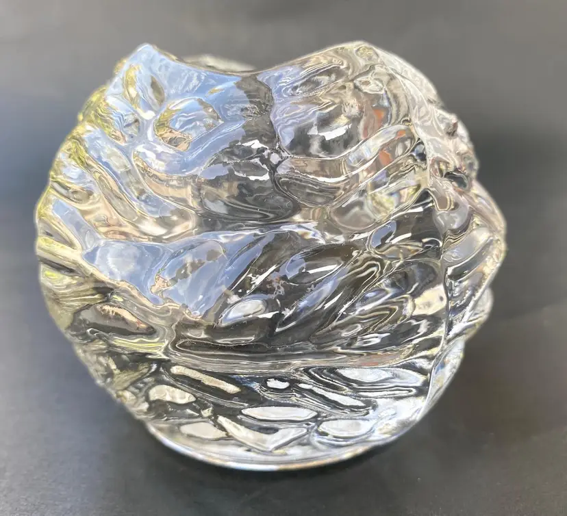 Glass Crystal Glacier Snowball Votive Candle Holder 2.75" Tall