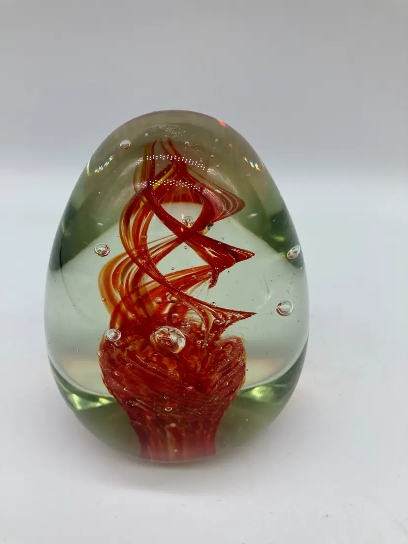 Red Swirled Glass Paperweight